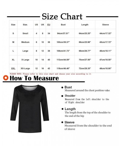 Womens 3/4 Sleeve Tops 2024 Crewneck Graphic Tees Loose Fit Tunic Casual Shirts Soft Trendy Blouses Spring Summer Tshirt A03-...