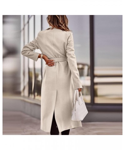 Trench Coat for Women 2023 Winter Long Dress Coat Classic Lapel Open Front Jacket Outerwear with Belt Maxi Overcoat A-beige $...