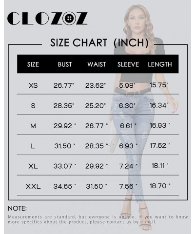 Crop Tops for Women Square Neck Tops Short Sleeve Crop Tops Basic Cropped T Shirts for Women Slim Fit Crop T-Shirt Hot Pink $...