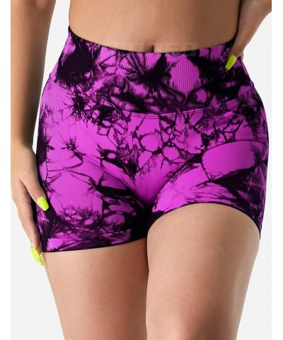 Professional Women Workout Shorts 3.6" Scrunch Shorts Seamless High Waisted Contour Gym Yoga Biker Shorts 1 Purple Pink $12.6...