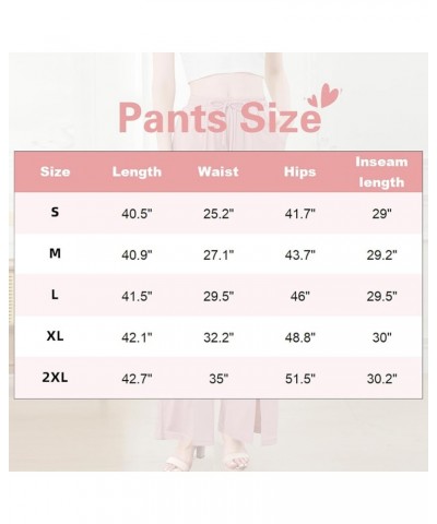 Women Wide Leg Pants High Waist Loose Flowy Adjustable Elastic Belt Pants Casual Long Trousers with Pockets Pink $17.33 Pants