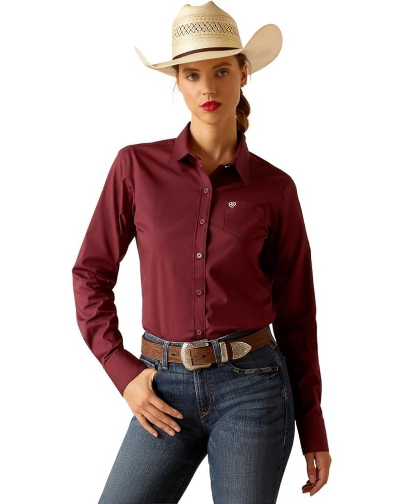 Women's Kirby Stretch Shirt Burgundy $33.99 Blouses