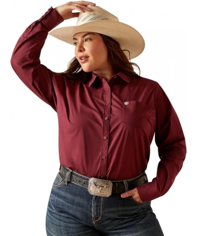 Women's Kirby Stretch Shirt Burgundy $33.99 Blouses