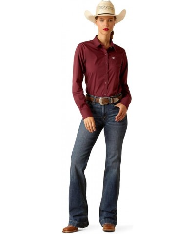 Women's Kirby Stretch Shirt Burgundy $33.99 Blouses