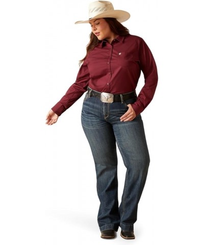 Women's Kirby Stretch Shirt Burgundy $33.99 Blouses