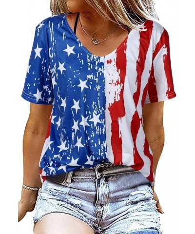 American Flag T Shirt Women USA Star Stripes Fourth July Tee Shirts Casual America Flag Print V Neck Tee Tops Usa Flag $12.00...