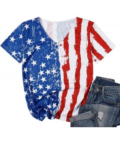 American Flag T Shirt Women USA Star Stripes Fourth July Tee Shirts Casual America Flag Print V Neck Tee Tops Usa Flag $12.00...