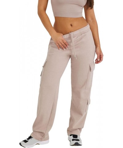 Women Cargo Sweatpants Baggy Straight Leg Stretchy Joggers Pants Flap Pockets Casual Fleece Sweat Pants Light Brown $19.78 Ac...