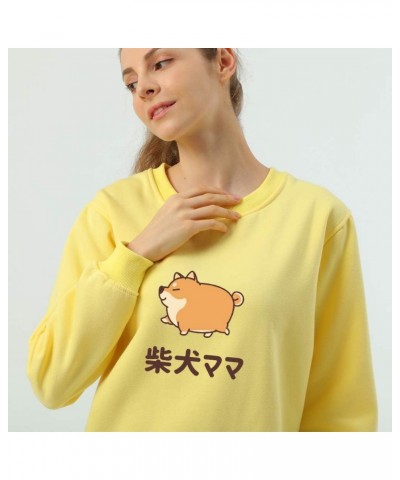 Women Cute Hoodie Fat Corgi Pattern Crewneck Tops Cotton Sweatshirts Pullover Yellow $10.77 Hoodies & Sweatshirts