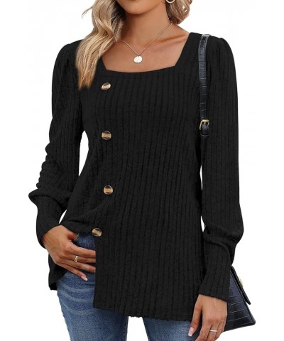 Womens Tops Dressy Casual Fall Sweaters Square Neck Fashion Clothes 2023 0-black $15.30 Tops