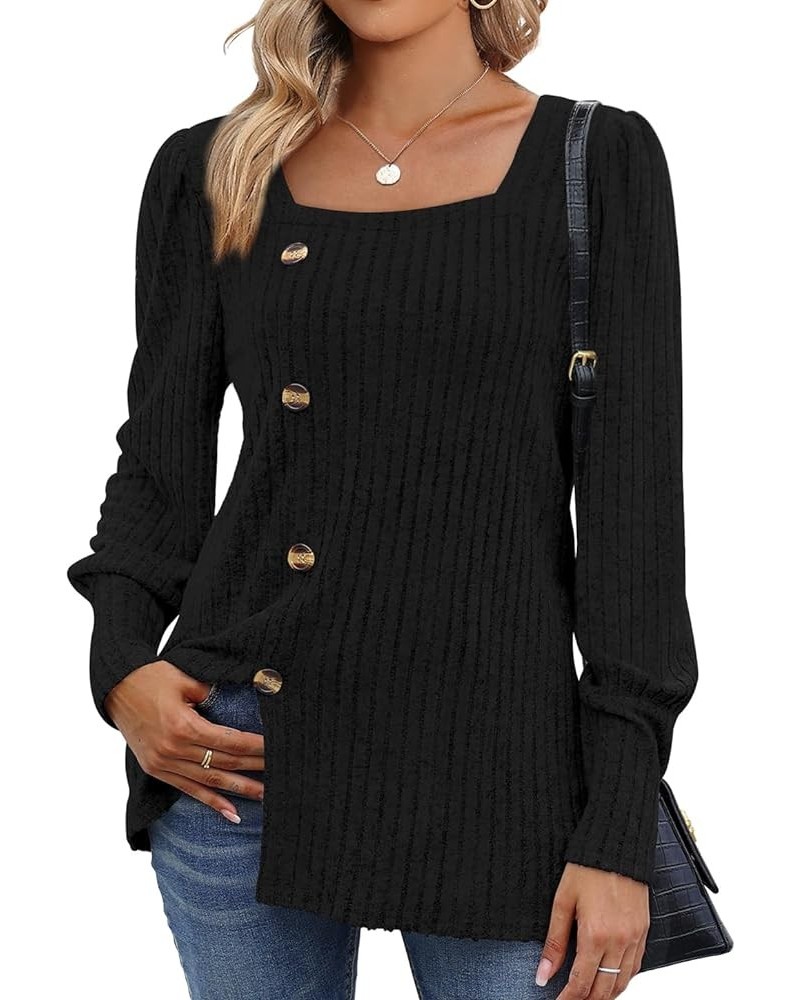 Womens Tops Dressy Casual Fall Sweaters Square Neck Fashion Clothes 2023 0-black $15.30 Tops