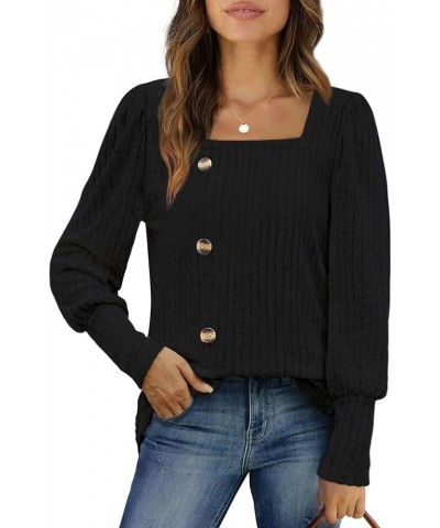 Womens Tops Dressy Casual Fall Sweaters Square Neck Fashion Clothes 2023 0-black $15.30 Tops