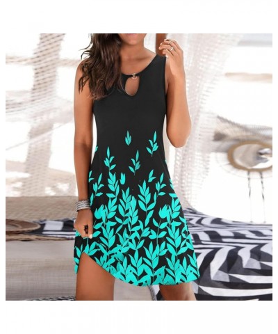 Summer Dresses 2023 Casual Dresses for Women Bohemian Floral Print Beach Cover up Crew Neck Sundresses A8-green $3.59 Dresses