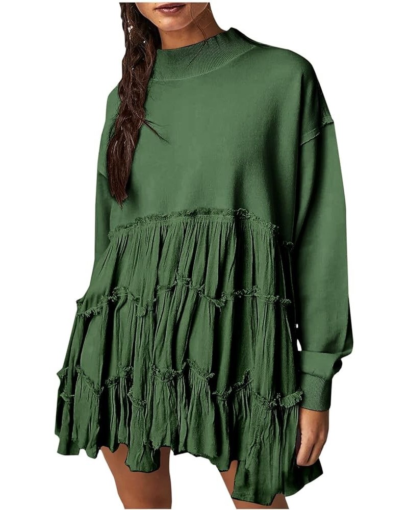 Tunic Sweatshirts for Women 2023 Trendy Tiered Ruffle Hem Sweatshirt Dresses Oversized Crewneck Long Sleeve Pullover Tops B g...