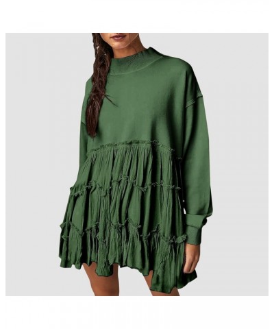 Tunic Sweatshirts for Women 2023 Trendy Tiered Ruffle Hem Sweatshirt Dresses Oversized Crewneck Long Sleeve Pullover Tops B g...