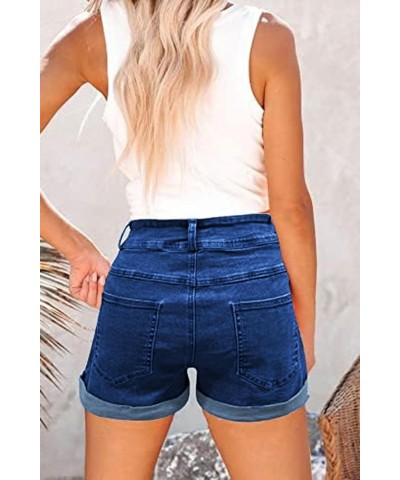 Womens High Waisted Jean Shorts 4 Pockets Summer Stretchy Denim Shorts Folded Hem Jeans Shorts for Women A01-dark Blue $17.64...