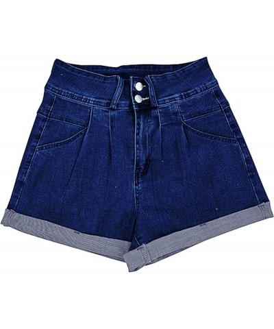 Womens High Waisted Jean Shorts 4 Pockets Summer Stretchy Denim Shorts Folded Hem Jeans Shorts for Women A01-dark Blue $17.64...