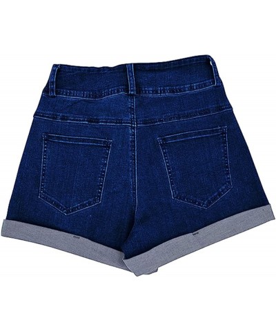 Womens High Waisted Jean Shorts 4 Pockets Summer Stretchy Denim Shorts Folded Hem Jeans Shorts for Women A01-dark Blue $17.64...