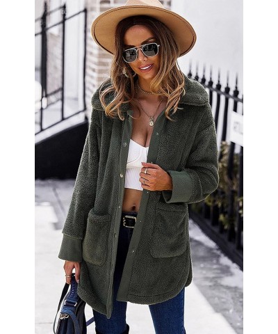 Women Jacket Winter Coat - 2024 Fur Fleece Long Sleeve Sherpa Faux Fuzzy Fall Teddy Fluffy Zip Lapel Outfits 222 Army Green $...