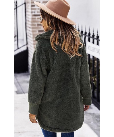 Women Jacket Winter Coat - 2024 Fur Fleece Long Sleeve Sherpa Faux Fuzzy Fall Teddy Fluffy Zip Lapel Outfits 222 Army Green $...