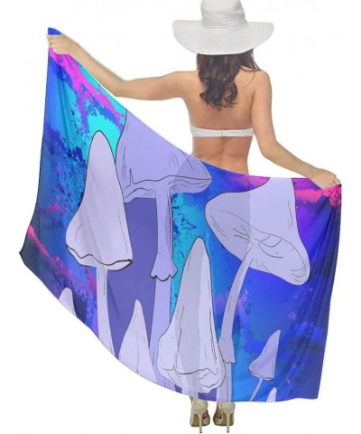 Women's Swimsuit Cover Ups Beach Sarong Dress Chiffon Bathing Suit Wraps Trippy Mushroom Purple Psychedelic Magic Plant(28) $...