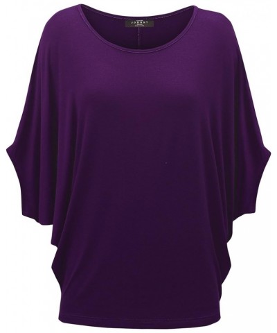 CTC Womens Tie Dye Scoop Neck Half Sleeve Batwing Dolman Top - Made in USA Wt1073_dark_purple $10.57 T-Shirts