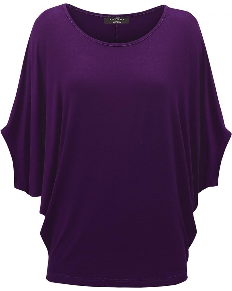 CTC Womens Tie Dye Scoop Neck Half Sleeve Batwing Dolman Top - Made in USA Wt1073_dark_purple $10.57 T-Shirts