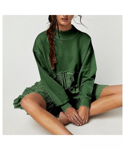 Tunic Sweatshirts for Women 2023 Trendy Tiered Ruffle Hem Sweatshirt Dresses Oversized Crewneck Long Sleeve Pullover Tops B g...