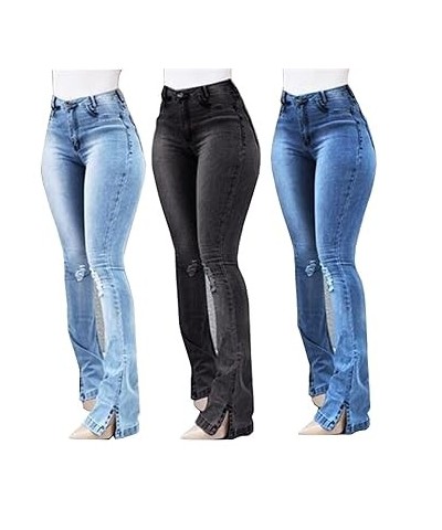 Women's High Waisted Side Slit Flared Jeans Classic Skinny Ripped Bell Bottom Jean Stretch Boot Cut Denim Pant Trousers (Medi...