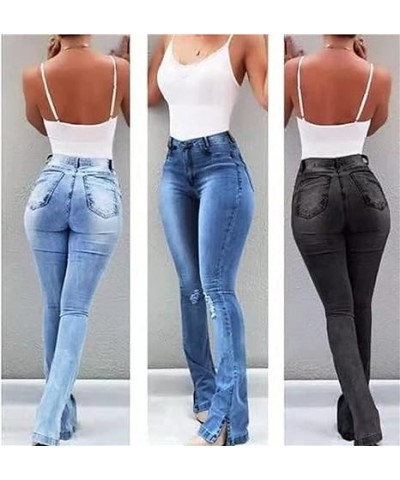 Women's High Waisted Side Slit Flared Jeans Classic Skinny Ripped Bell Bottom Jean Stretch Boot Cut Denim Pant Trousers (Medi...