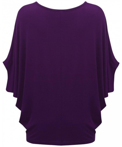 CTC Womens Tie Dye Scoop Neck Half Sleeve Batwing Dolman Top - Made in USA Wt1073_dark_purple $10.57 T-Shirts