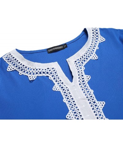 Men Tunic T-Shirt Caftan Shirt Breathable Polyester Fiber Handmade Embroidery Ethnic Tops Tee Blue $15.19 Others