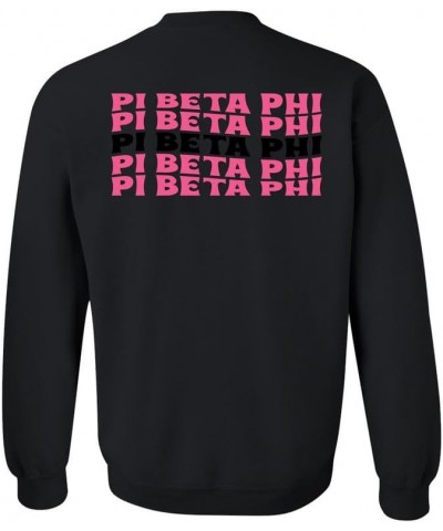 Pi Beta Phi Sweatshirt - Pi Phi Pink Waves Sorority Crewneck Sweatshirt Black $22.92 Hoodies & Sweatshirts