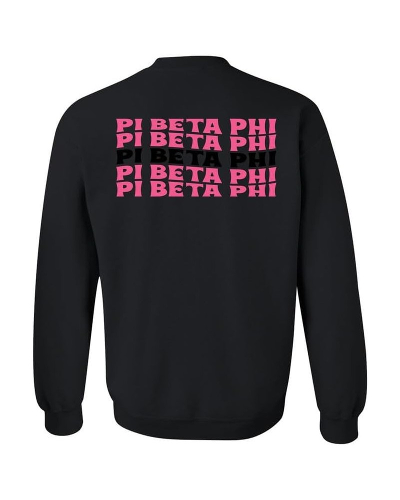 Pi Beta Phi Sweatshirt - Pi Phi Pink Waves Sorority Crewneck Sweatshirt Black $22.92 Hoodies & Sweatshirts