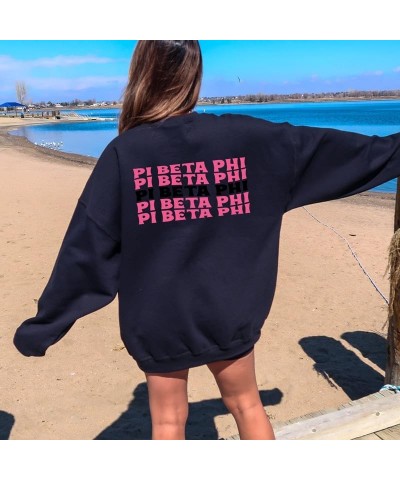 Pi Beta Phi Sweatshirt - Pi Phi Pink Waves Sorority Crewneck Sweatshirt Black $22.92 Hoodies & Sweatshirts