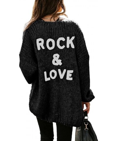 Women's Long Sleeve Open Front Knit Cardigans Sweaters Soft Loose Draped Coat Outerwear Black $17.05 Sweaters