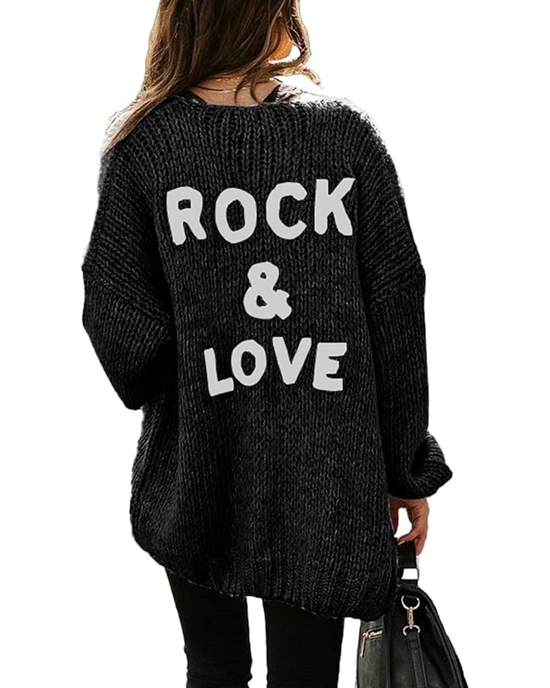 Women's Long Sleeve Open Front Knit Cardigans Sweaters Soft Loose Draped Coat Outerwear Black $17.05 Sweaters