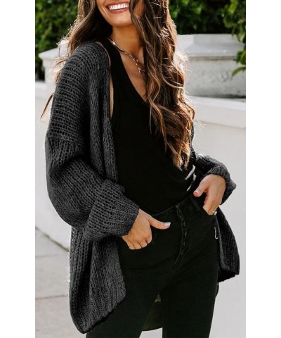 Women's Long Sleeve Open Front Knit Cardigans Sweaters Soft Loose Draped Coat Outerwear Black $17.05 Sweaters