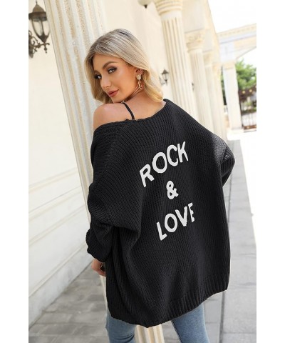 Women's Long Sleeve Open Front Knit Cardigans Sweaters Soft Loose Draped Coat Outerwear Black $17.05 Sweaters