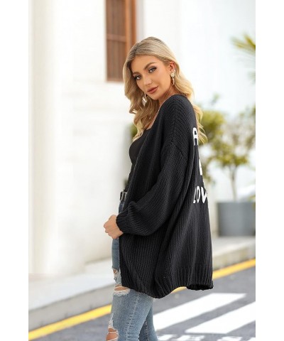 Women's Long Sleeve Open Front Knit Cardigans Sweaters Soft Loose Draped Coat Outerwear Black $17.05 Sweaters