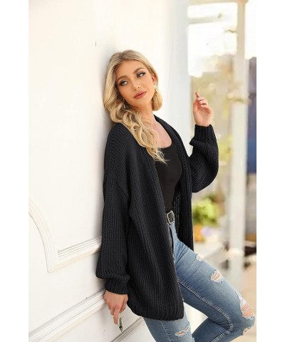 Women's Long Sleeve Open Front Knit Cardigans Sweaters Soft Loose Draped Coat Outerwear Black $17.05 Sweaters