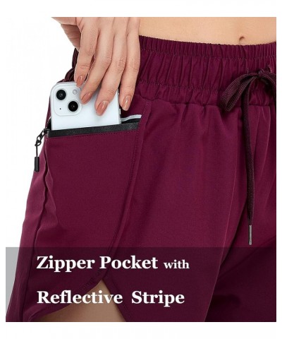 Women's Quick Dry Running Shorts Lined Athletic Workout Shorts with Pockets Burgundy $7.79 Activewear