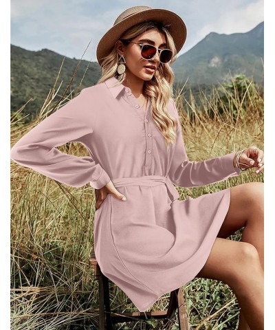 Women's Shirt Dresses Button up Work Dress A: Pink $20.16 Blouses