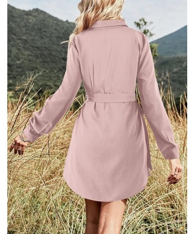 Women's Shirt Dresses Button up Work Dress A: Pink $20.16 Blouses