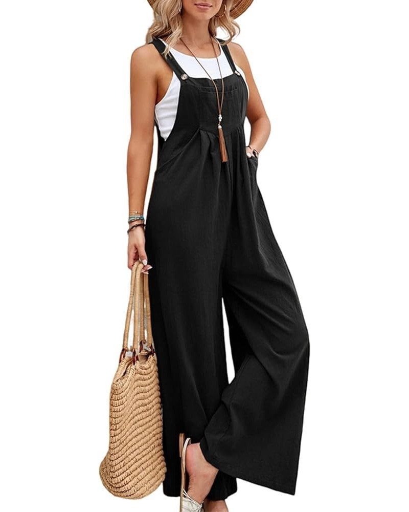 Women's Baggy Bib Overalls Casual Loose Fit Jumper Adjustable Strap Wide Leg Jumpsuits Black $17.14 Overalls