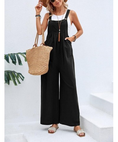 Women's Baggy Bib Overalls Casual Loose Fit Jumper Adjustable Strap Wide Leg Jumpsuits Black $17.14 Overalls