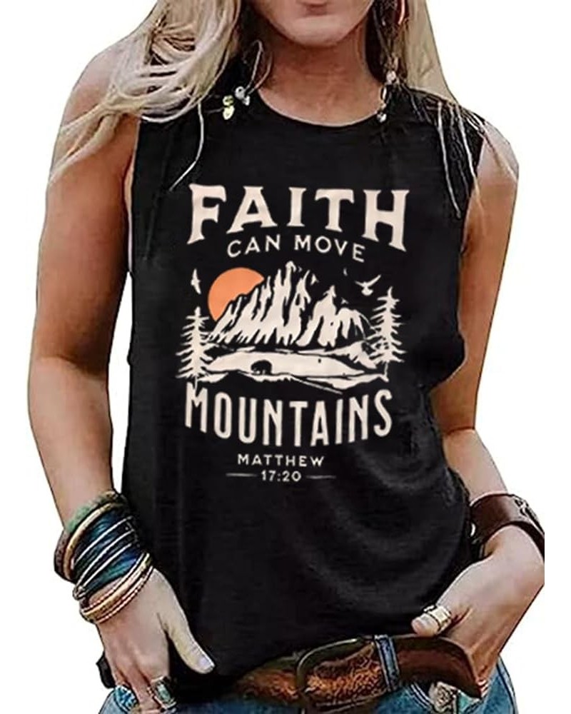 Faith Can Move Mountains Matthew Tank Tops Women Outdoor Hiking Shirt Tops Adventure Sleeveless Camping Tank Tops Black2 $10....