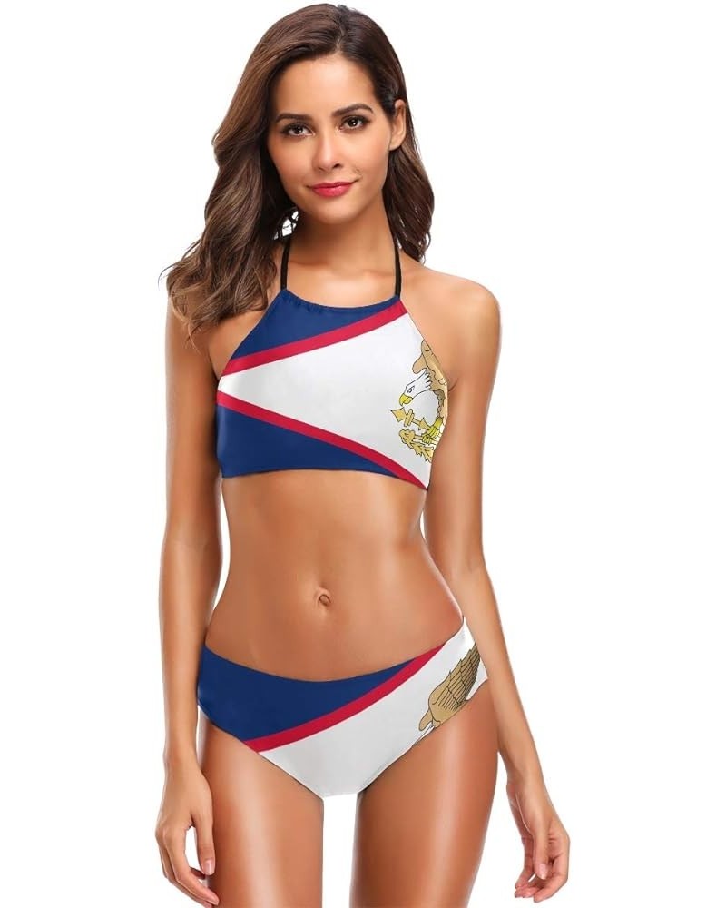 Flag 2 PC Swimsuits Woman Bikini High Neck Swimwear S-3XL Multi 13 $12.90 Swimsuits