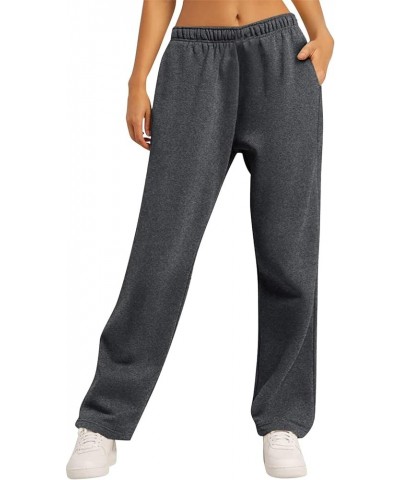 Women's Sweatpants Fall and Winter Solid Color Casual Cargo Pants Crawl Wide Leg Straight Pants, S-2XL Gg4-dark Gray $8.09 Pants