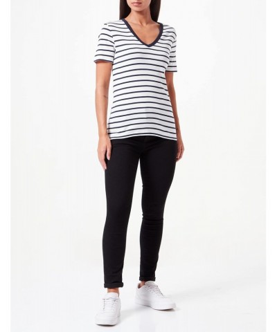 Women's Stripes Short Sleeved Iconic Organic Cotton V-Neck T-Shirt Size Small $30.24 T-Shirts